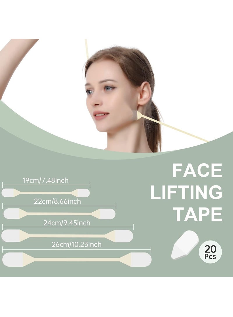 cyleto Face Lifting Tape, Ultra-thin Invisible Face Lift Sticker Face Tape for Instant Face, Hiding Facial Neck Wrinkles V-face Tightening Lifting Saggy Skin 4 Bands 20 Tapes - Image 4