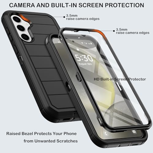KECAI for Samsung Galaxy S24 Plus Case with Belt Clip Holster & Kickstand,Built-in Screen Protector,Heavy Duty Shockproof Drop Protection Military Grade Full Body Rugged Phone Cover (6.7") (Black) - Image 2