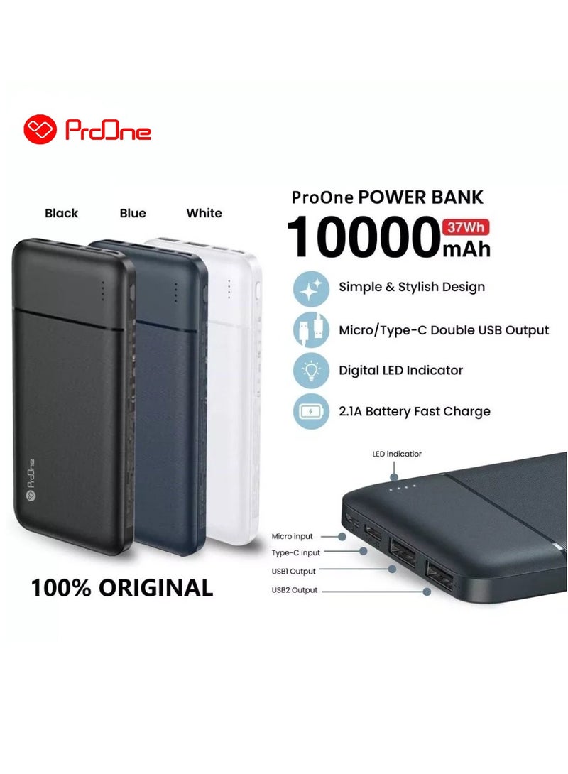 ProOne PPB5114 10000mAh Portable Power Bank 37Wh Fast Charging Pocket-Sized Companion - Image 5