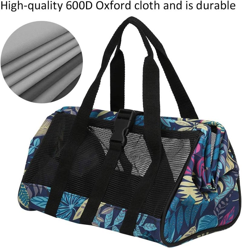 Bahels Tote, Mesh Storage Handbag Washable Garden Tool Bag 30x20x20cm for Camping or Other Travel (Color : Blue leaves) - Image 2