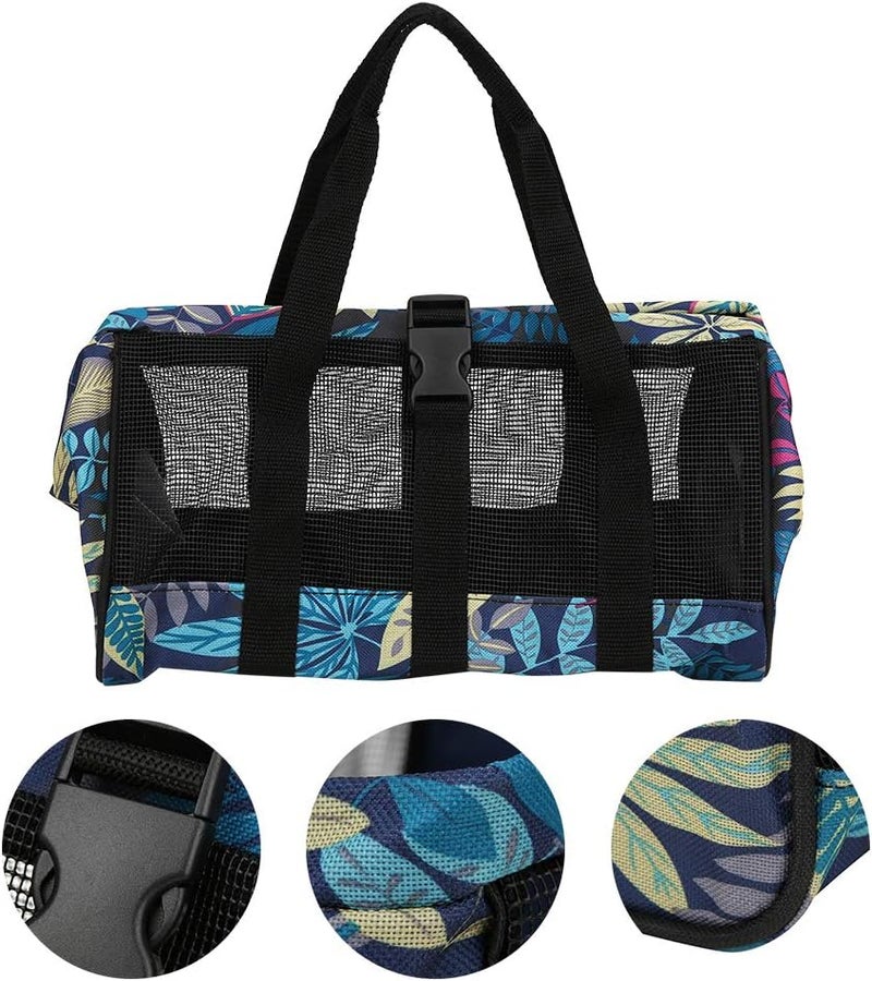 Bahels Tote, Mesh Storage Handbag Washable Garden Tool Bag 30x20x20cm for Camping or Other Travel (Color : Blue leaves) - Image 5