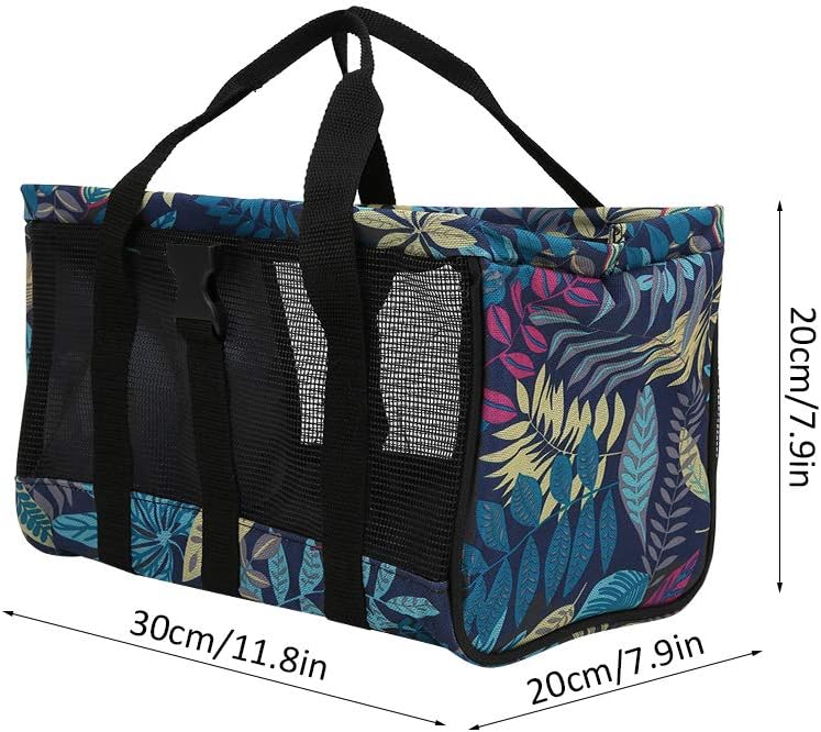 Bahels Tote, Mesh Storage Handbag Washable Garden Tool Bag 30x20x20cm for Camping or Other Travel (Color : Blue leaves) - Image 3
