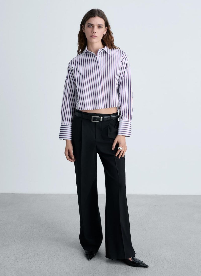 MANGO Striped Cropped Shirt  - Image 3