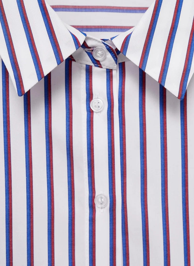 MANGO Striped Cropped Shirt