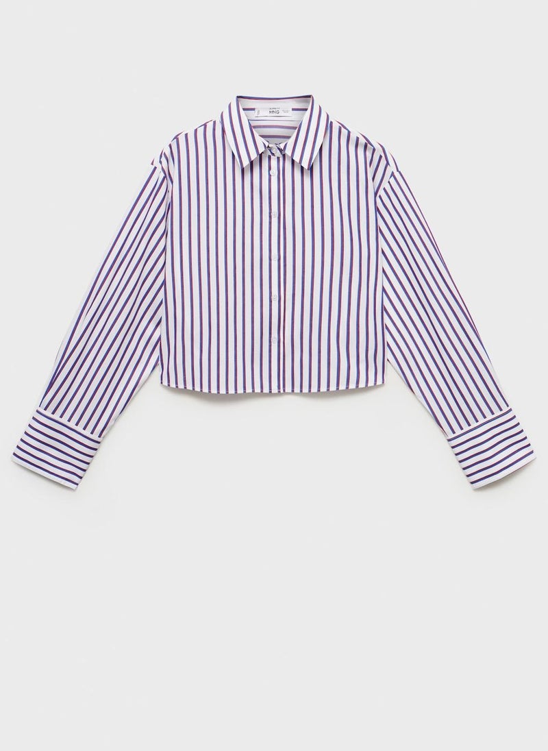 MANGO Striped Cropped Shirt  - Image 4