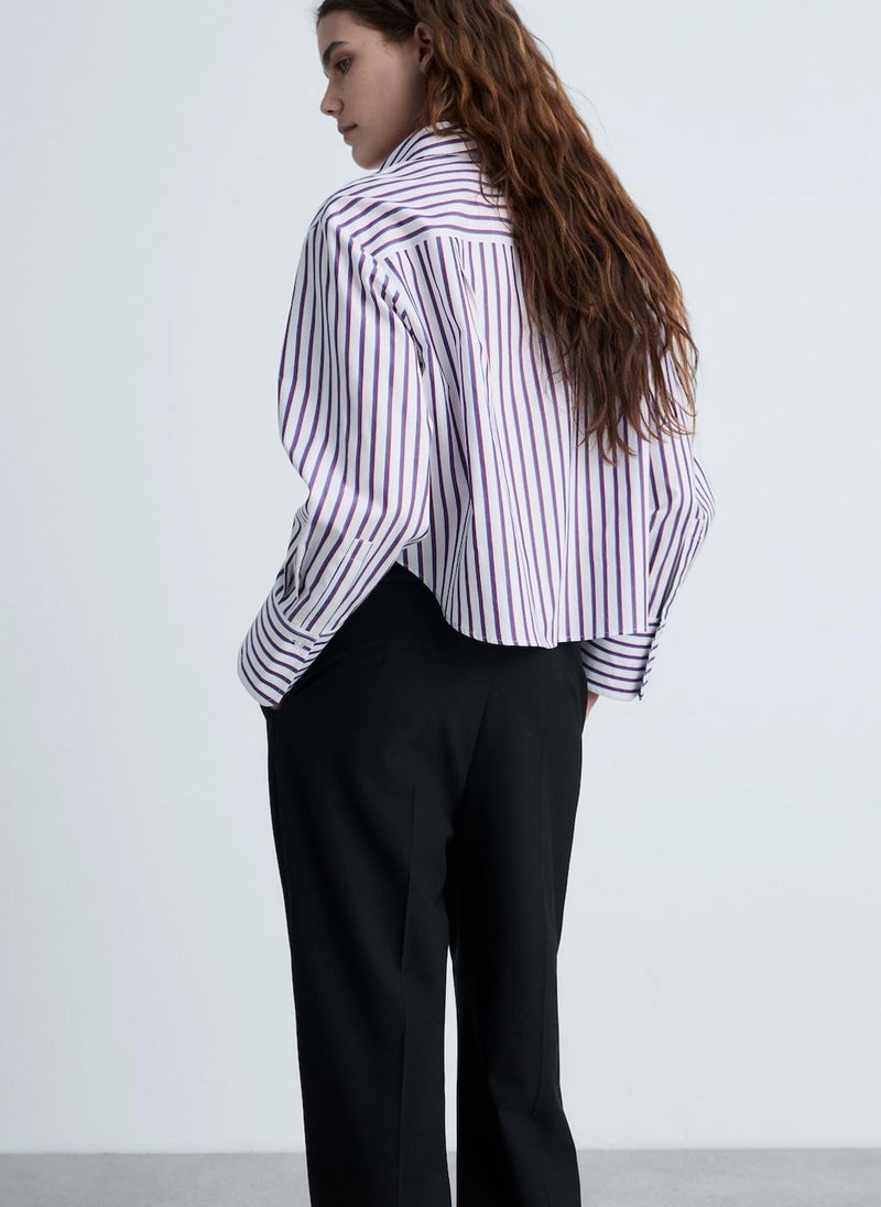 MANGO Striped Cropped Shirt  - Image 2