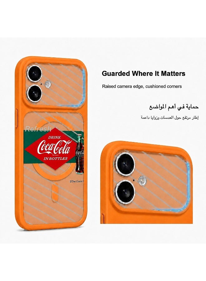 Coca-Cola iPhone 17 Magnetic Phone Case, Slim Protective Cover with Retro Bottle Artwork, Raised Camera Protection, Smooth Matte Finish, Orange - Image 3