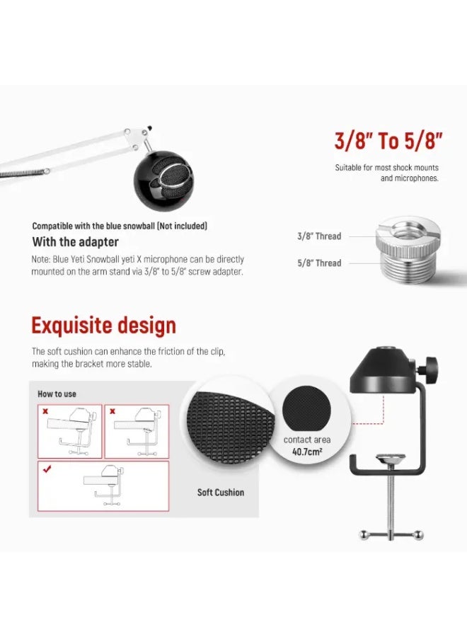 FX Studio Adjustable Microphone Stand with Table Clamp - NB35 - Image 3