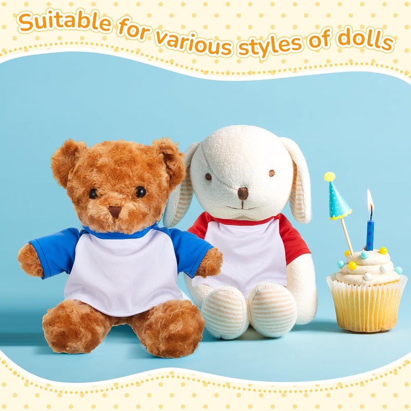 Civaner 6 Pcs Bear Shirts Bulk Stuffed Animal Clothes Bear Clothes Colorful Cute Tiny Bears Shirt for Stuffed Animals Fit for 12 to 16 Inches Plush DIY Outfits Accessories for Kids Boys and Girls - Image 3