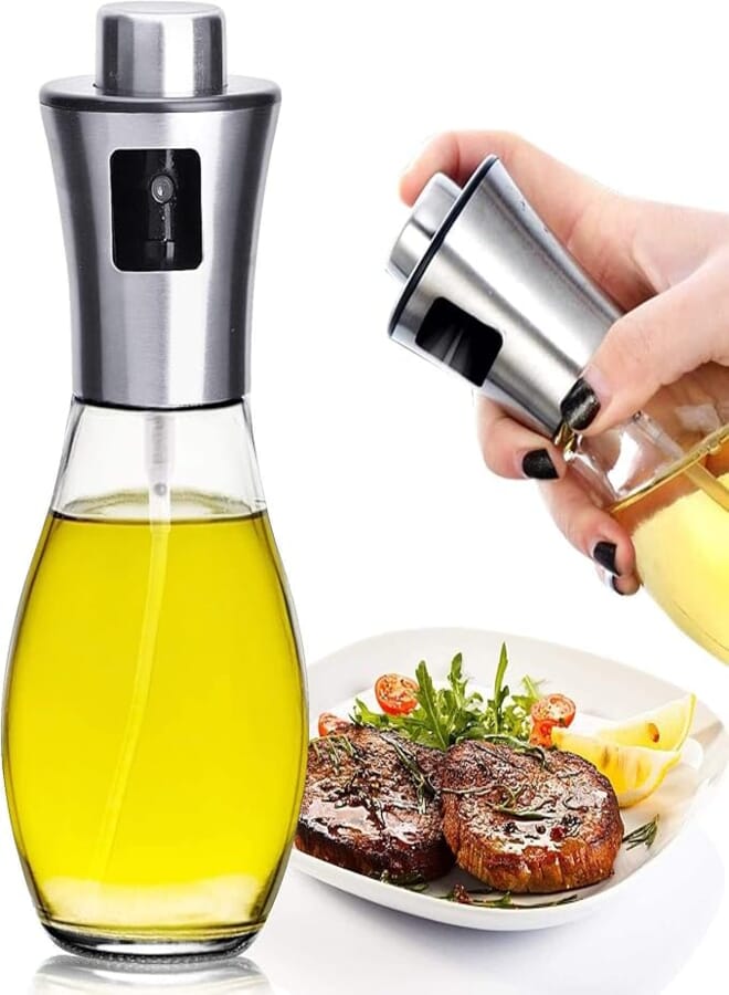 DARKSTICK Olive Oil Sprayer, Food-Grade Stainless Steel Glass Oil Spray Bottle Vinegar Bottle Oil Dispenser Leak-Proof Drops Best for Cooking