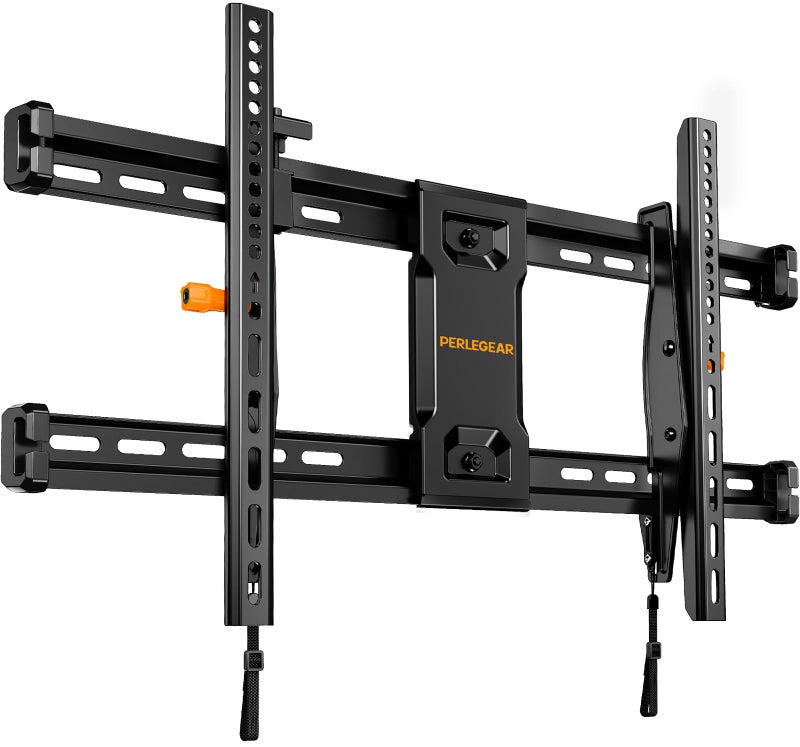 Perlegear Tilting TV Wall Mount for 42–90 Inch TVs with Leveling Adjustment, Low Profile TV Mount up to 132 lbs, Wall Mount Bracket Fits 12”/16”/18”/24” Wood Studs, Max VESA 600x400mm, PGLT9 - Image 1