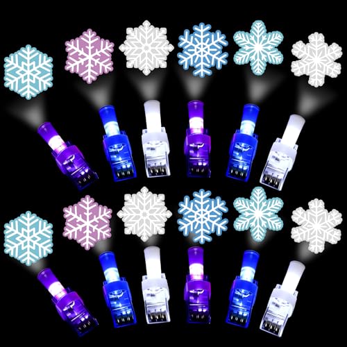 Tuanse 48 Pcs Snowflake Party Favors Snowflake Lights Gifts Bulk for Kids Glow in The Dark Snow Icy Finger Lights Classroom Rewards Prizes Gifts for Birthday Summer Boys Girls - Image 1