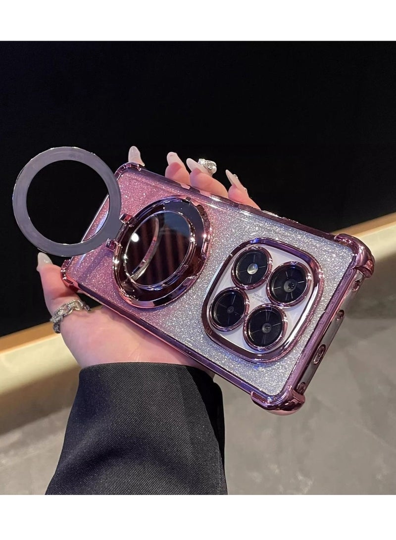 Magnetic Glitter for Xiaomi Redmi Note 15 Case，Camera Lens Protector，Sparkly Stand，Makeup Mirror，Support Wireless Charging， Luxury Gradient Shockproof Xiaomi Redmi Note 15 5G Cover - Image 2