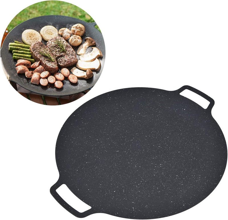 klarako BBQ Grill, Cast Iron Nonstick Pan Smooth Surface High Thermal Conductivity Good Insulation Grill Pan High Capacity Round Easy to Griddle Grill for Pork Belly, Pancakes, Fried Rice - Image 5