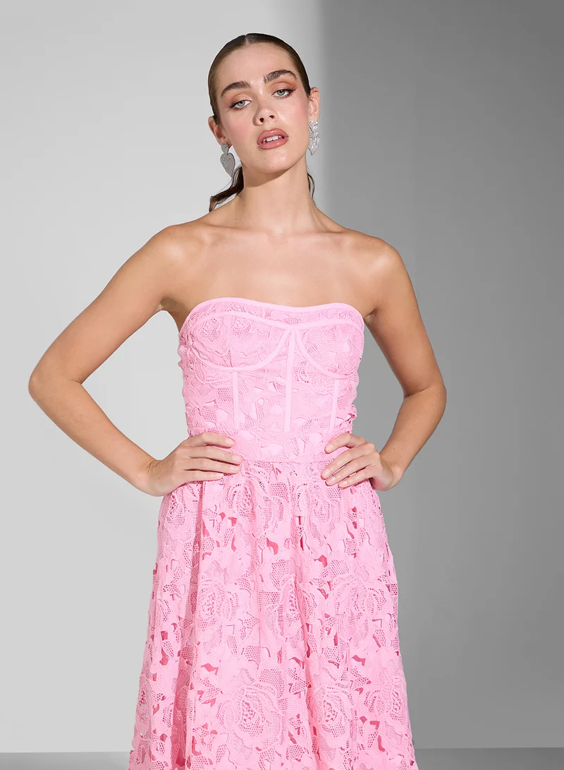 Ginger Boutique Floral Lace Midi Dress