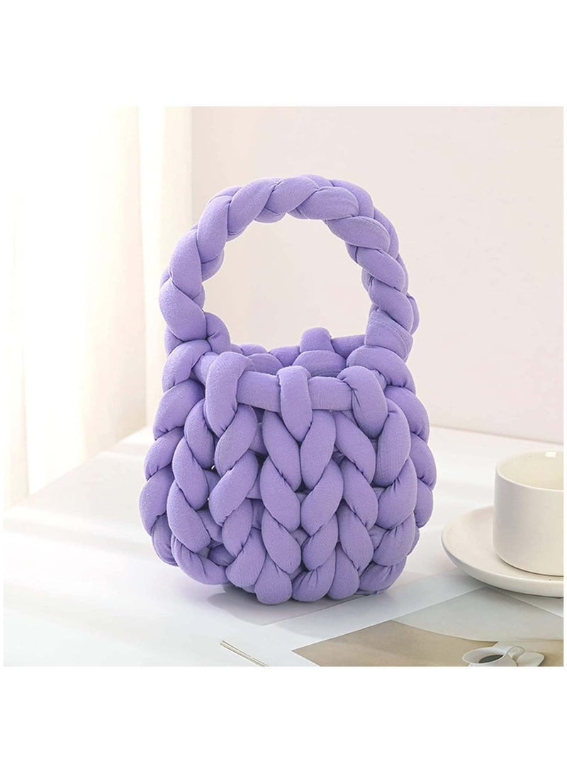 NIBEMINENT Arm Knitting Yarn for Chunky Braided Knot Throw Blanket DIY Soft Extra Cotton Washable, Bulky Giant Weave Craft Crochet Sofa Pillow Pet Bed 3CM W / 36Feet L, 1.1LB Purple  - Image 3