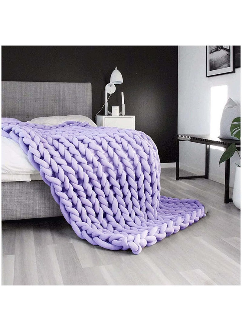 NIBEMINENT Arm Knitting Yarn for Chunky Braided Knot Throw Blanket DIY Soft Extra Cotton Washable, Bulky Giant Weave Craft Crochet Sofa Pillow Pet Bed 3CM W / 36Feet L, 1.1LB Purple  - Image 5