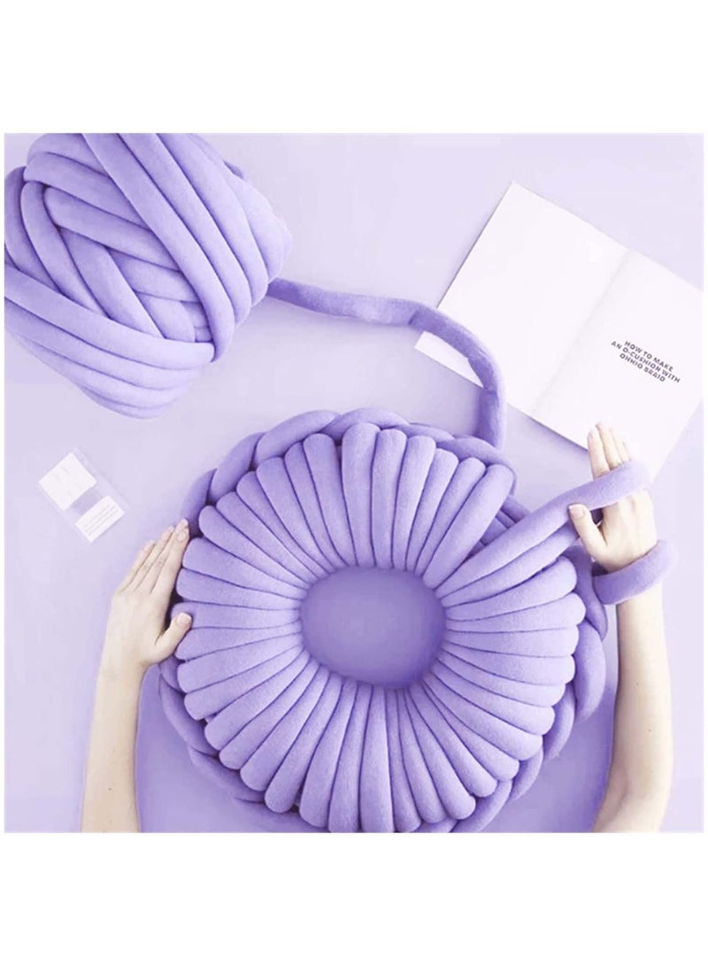 NIBEMINENT Arm Knitting Yarn for Chunky Braided Knot Throw Blanket DIY Soft Extra Cotton Washable, Bulky Giant Weave Craft Crochet Sofa Pillow Pet Bed 3CM W / 36Feet L, 1.1LB Purple  - Image 1