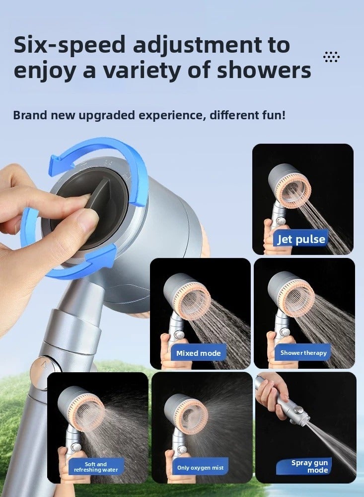 مع رأس دش باليد ، ضغط رأس دش عالي ، تدفق عالي ، أي غرفة دش مع ضغط انخفاض في الماء ، رأس دش مع خرطوم 59 بوصة ، قوس ، ومرشح واحد مدمج ، 6 إعدادات رذاذ ، طقم رأس دش قابل للإزالة - Image 4