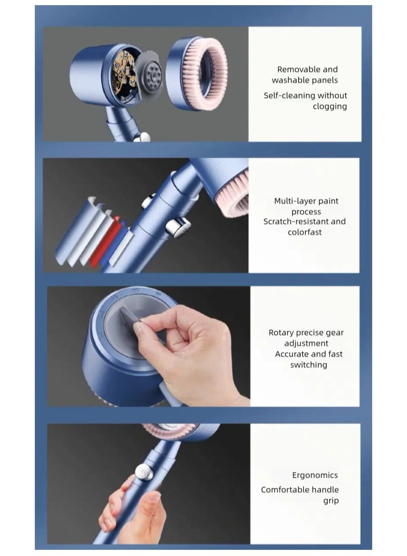 مع رأس دش باليد ، ضغط رأس دش عالي ، تدفق عالي ، أي غرفة دش مع ضغط انخفاض في الماء ، رأس دش مع خرطوم 59 بوصة ، قوس ، ومرشح واحد مدمج ، 6 إعدادات رذاذ ، طقم رأس دش قابل للإزالة - Image 5