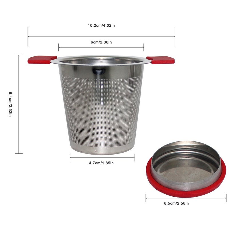 SourceTon 18/8 Stainless Steel Tea Infuser with Large Capacity & Perfect Size Double Handles, SourceTon Loose Leaf Tea Mesh Strainer for Hanging on Teapots, Mugs, Cups to Steep Tea with Lid, Pack of 2 sets - Image 3