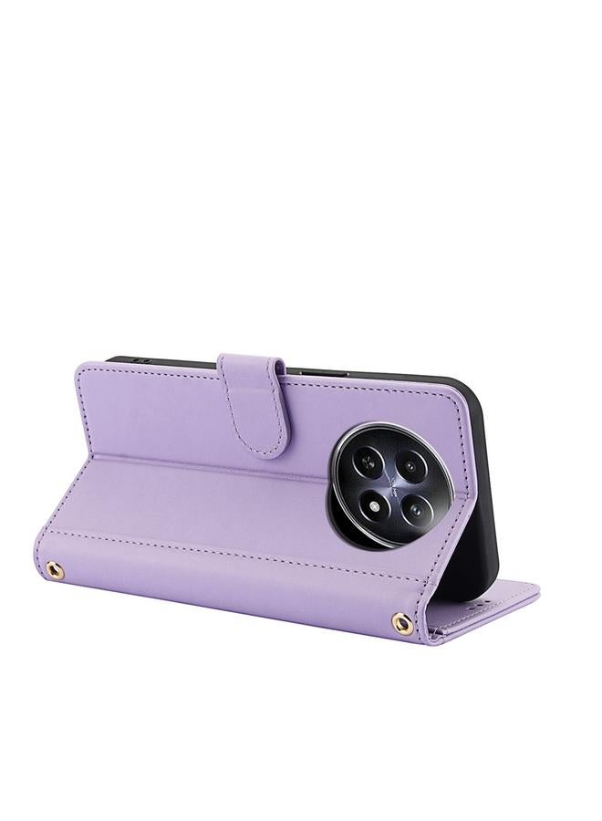 اس-توب جراب لهاتف Realme 12 5G / 12x 5G / C65 5G بملمس جلدي بلون نقي وفتحات للبطاقات وغطاء هاتف جلدي مع حبل مزدوج - Image 4