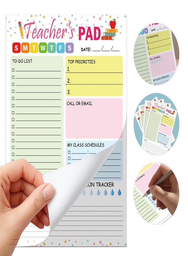 SMARSTICKER Teacher Notepad 5.5 x 8.3 Inch Checklist Daily Scheduler Sheets Tear-Off Daily to Do List Organizer Planner Sheets for Teachers Daily Tasks Notepad Appreciation 2 Pack - Image 3