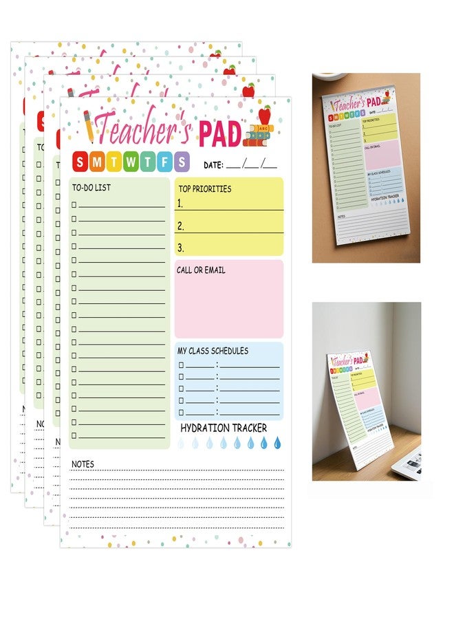 SMARSTICKER Teacher Notepad 5.5 x 8.3 Inch Checklist Daily Scheduler Sheets Tear-Off Daily to Do List Organizer Planner Sheets for Teachers Daily Tasks Notepad Appreciation 2 Pack - Image 5