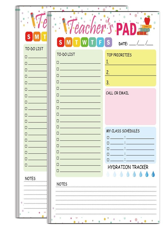 SMARSTICKER Teacher Notepad 5.5 x 8.3 Inch Checklist Daily Scheduler Sheets Tear-Off Daily to Do List Organizer Planner Sheets for Teachers Daily Tasks Notepad Appreciation 2 Pack - Image 1