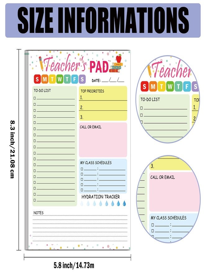 SMARSTICKER Teacher Notepad 5.5 x 8.3 Inch Checklist Daily Scheduler Sheets Tear-Off Daily to Do List Organizer Planner Sheets for Teachers Daily Tasks Notepad Appreciation 2 Pack - Image 2