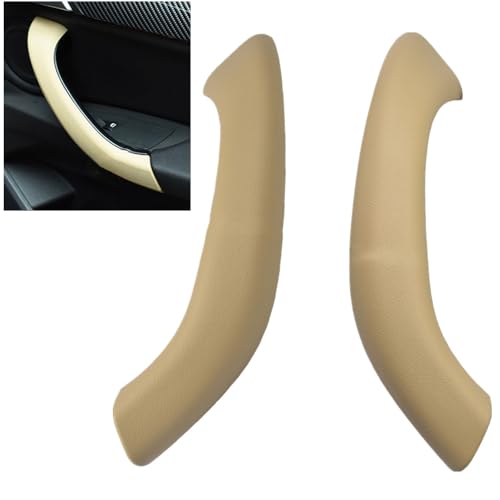 Kakulkomen Car Inner Door Panel Handle Pull Outer Cover Trim Replacement Compatible with BMW X1 X2 F48 F49 F39 2016-2020 (Beige-2PCS) - Image 1
