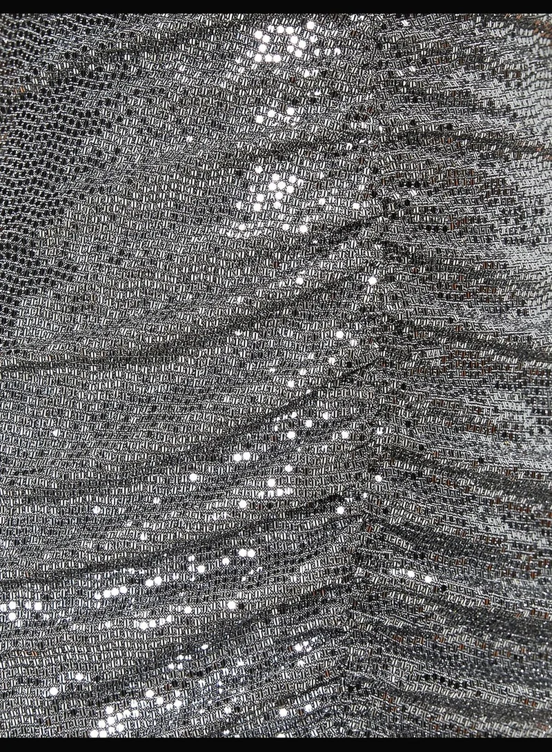 KOTON Short Sleeve V Neck Sequin Mini Dress