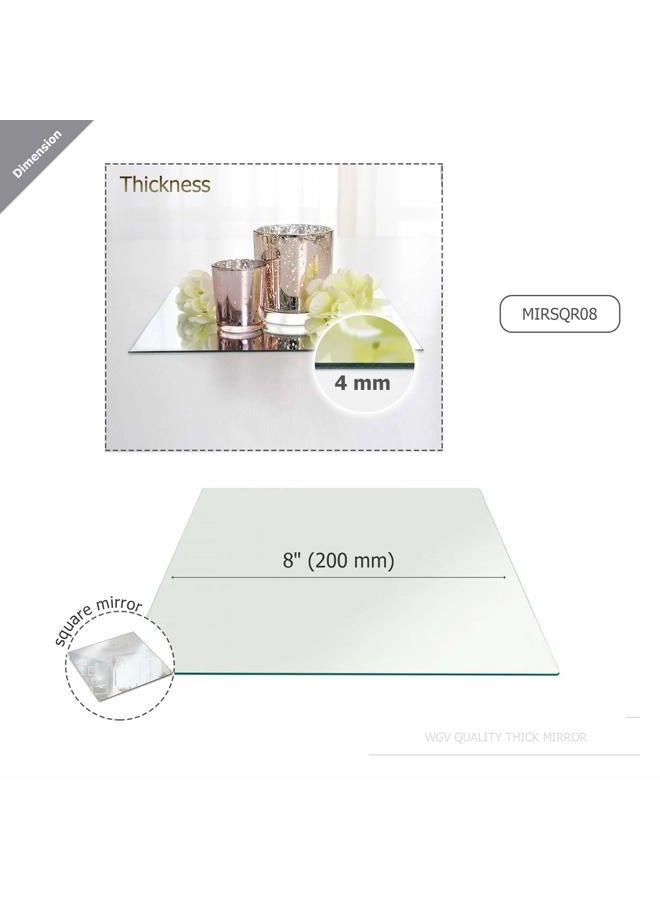 WGVI WGV Large Square Mirror Plate 8" Width, 4.5 mm Thickness, Frameless Sanded Edges, Quality Thick Candle Tray, Home Event Party Wedding Table Centerpiece Wall Decor, 1 Piece - Image 2
