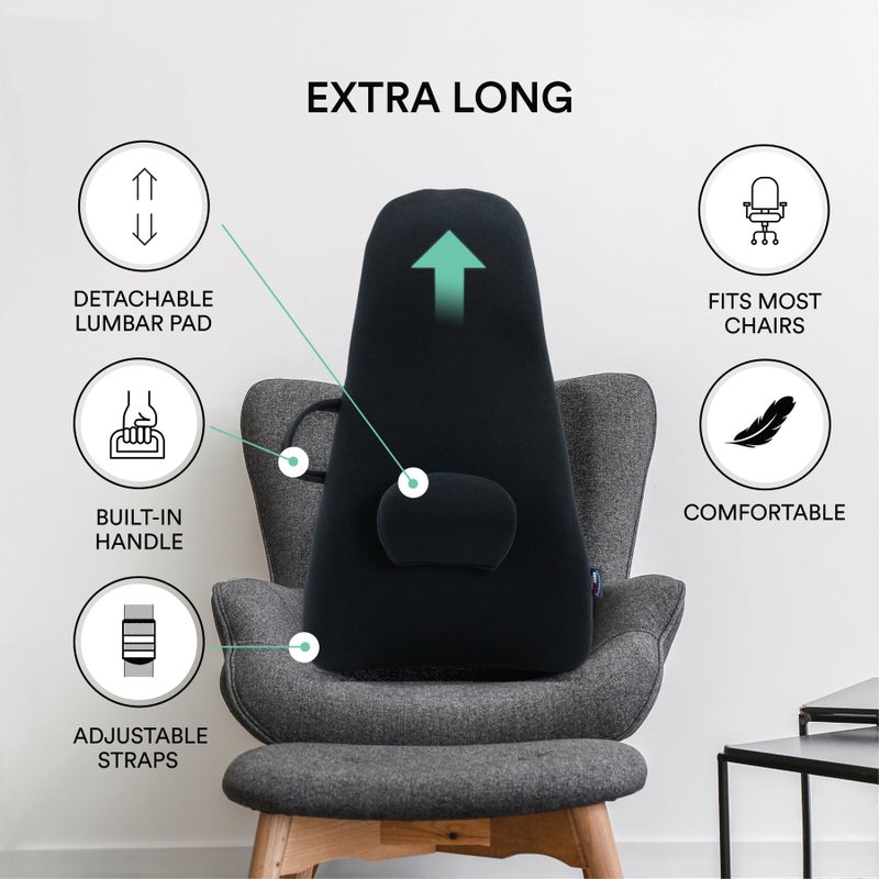 ObusForme Highback Backrest Support - Extra Tall Padded Seat Cushion and Lumbar Support Pillow, Portable Posture Support with Soft and Durable Foam - Image 3