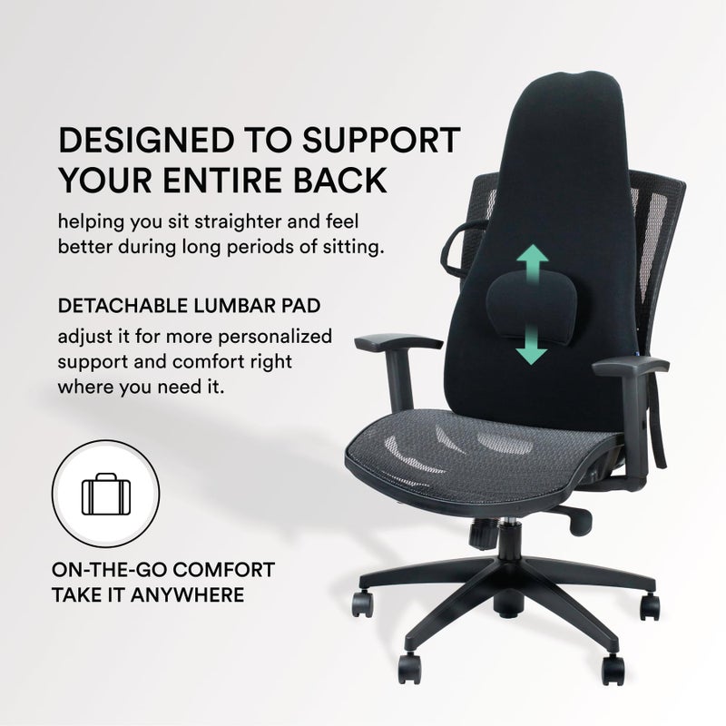 ObusForme Highback Backrest Support - Extra Tall Padded Seat Cushion and Lumbar Support Pillow, Portable Posture Support with Soft and Durable Foam - Image 4