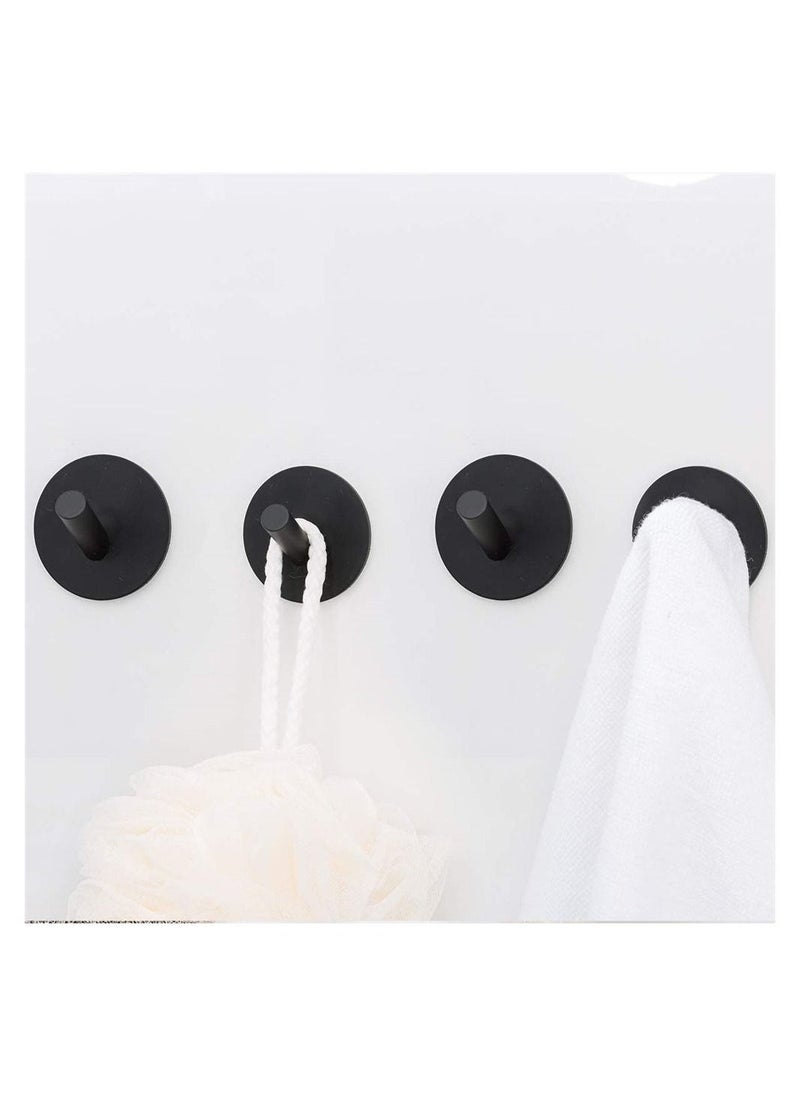 Black Adhesive Hooks, Heavy Duty, Stainless Steel Wall Mount Wall Hooks for Hanging Robe Coat Towel Hooks Kitchen Bathroom Home Waterproof and Rustproof 4 Pack - Image 3