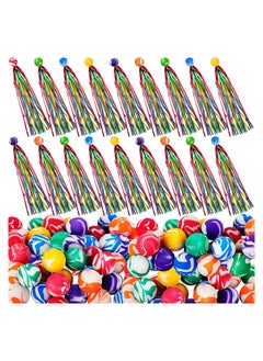 SYOSI 50 Pcs Kids Comet Balls Bouncy Balls with Colorful Streamers Mini Rubber Ball for Kids Little Teens Birthday Party Favors Goodie Bag Fillers Assorted Colors  - Image 1