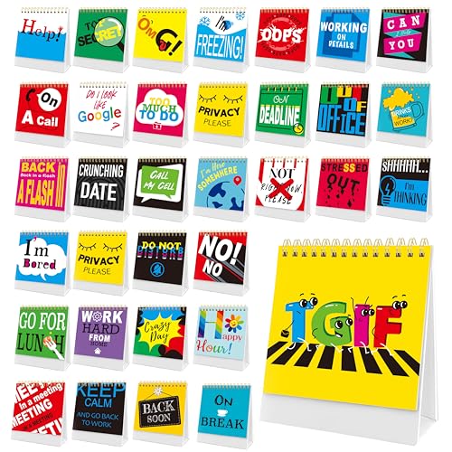 Gethelud 40 Pages Funny Desk Sign, Desktop Flip Book 34 Different Fun and Flip-Over Messages Plus 6 Pages Erasable Blank Cards for Office Gifts Desk Accessories - Image 1