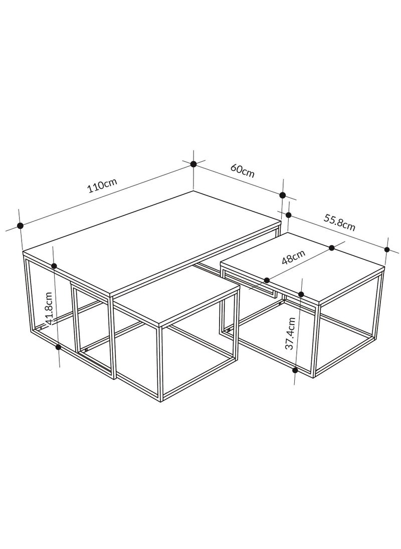 Mourah Home Camelia Coffee Table - Oak/Grey/Silky Black - 2 Years Warranty  - Image 5