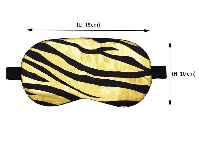 Jenna Cotton Print Cute Sleeping Eye Shade Mask Cover For Insomnia, Meditation, Puffy Eyes And Dark Circles (BlackStrips_Gold) - Image 4