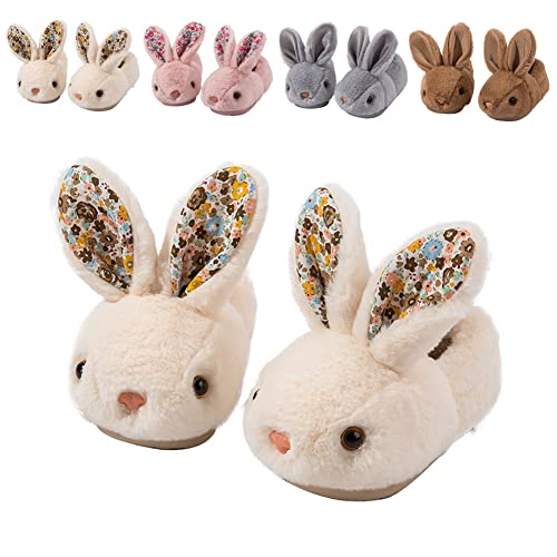 Fadezar Toddler Slippers Girl Boy House Slipper Kids Rabbit Winter Slipper Warm Bunny Slippers Soft Plush Indoor Girls Boys Slipper Cover Heel White 8-9 toddler CN 160 - Image 1