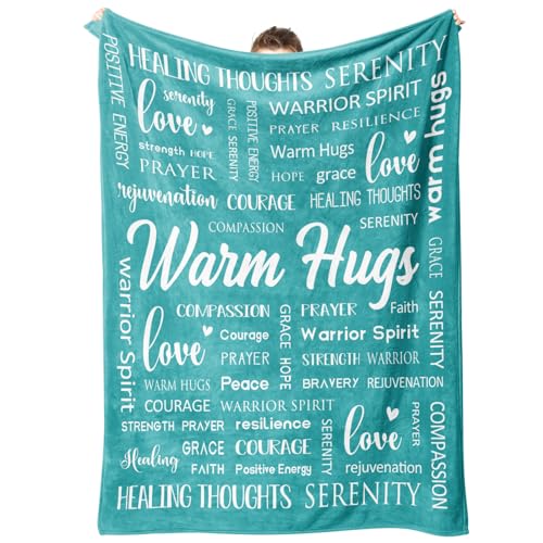 Afterprints Warm Hugs Healing Blanket Get Well Gifts for Women Men Cancer Care Thinking of You Gift Sympathy Inspirational Blankets Soft Throw Blanket 50x60 - Image 1