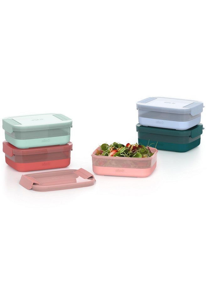 Ello Ello Plastic 3.7 Cup Meal Prep Set 10 Pc, 5 Pack Set - BPA Free Plastic Food Storage Container with Silicone Boot and Airtight Plastic Lids, Dishwasher, Microwave, and Freezer Safe, Melon  - Image 3