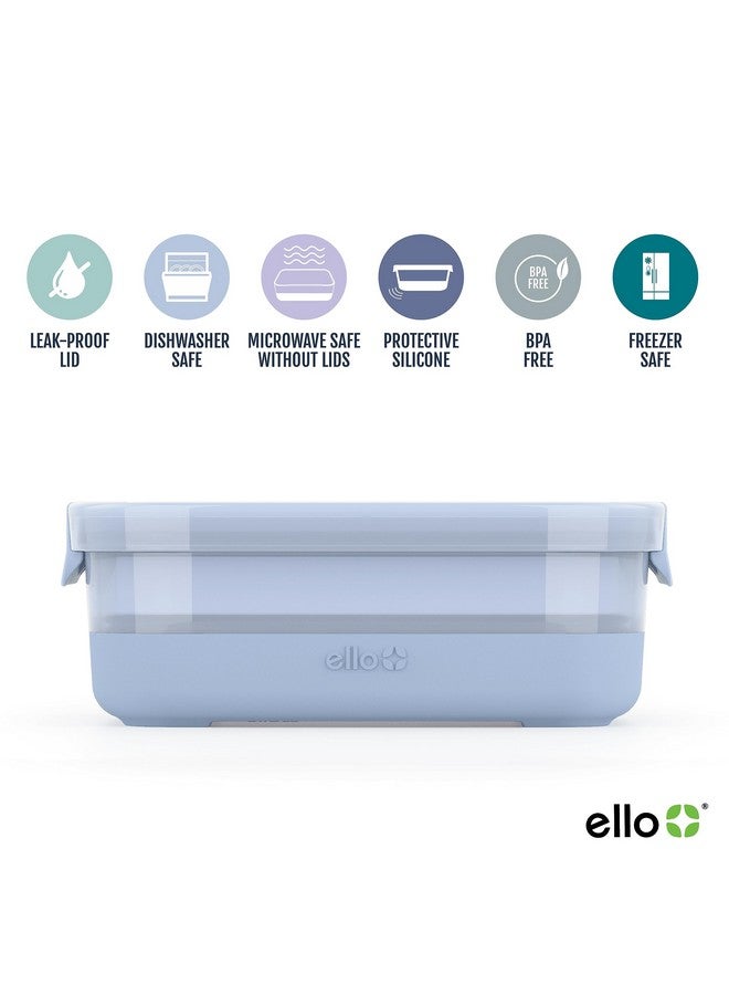 Ello Ello Plastic 3.7 Cup Meal Prep Set 10 Pc, 5 Pack Set - BPA Free Plastic Food Storage Container with Silicone Boot and Airtight Plastic Lids, Dishwasher, Microwave, and Freezer Safe, Melon  - Image 1