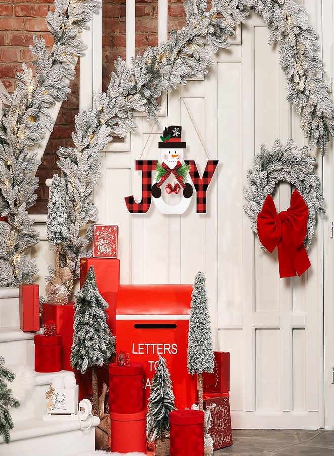 Sophena Wooden Christmas Door Wreath for Front Door Sign Snowman Wall Signs Decoration, Joy Merry Christmas Sign Welcome Hanging for Home Wall Decor Xmas Party Outdoor Indoor Supply - Image 5
