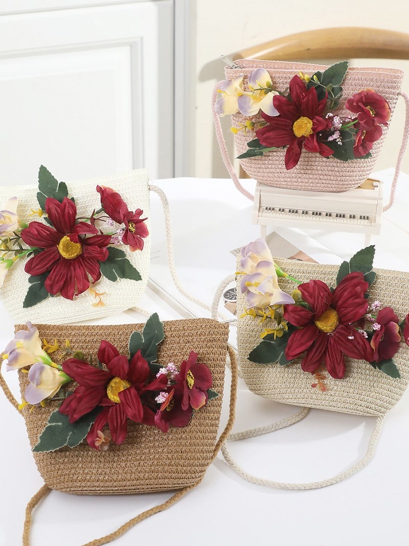 19*15.5Cm Large Size Mobile Phone Straw Bag Slung Seaside Straw Cross-Body Woven Bag - Image 2