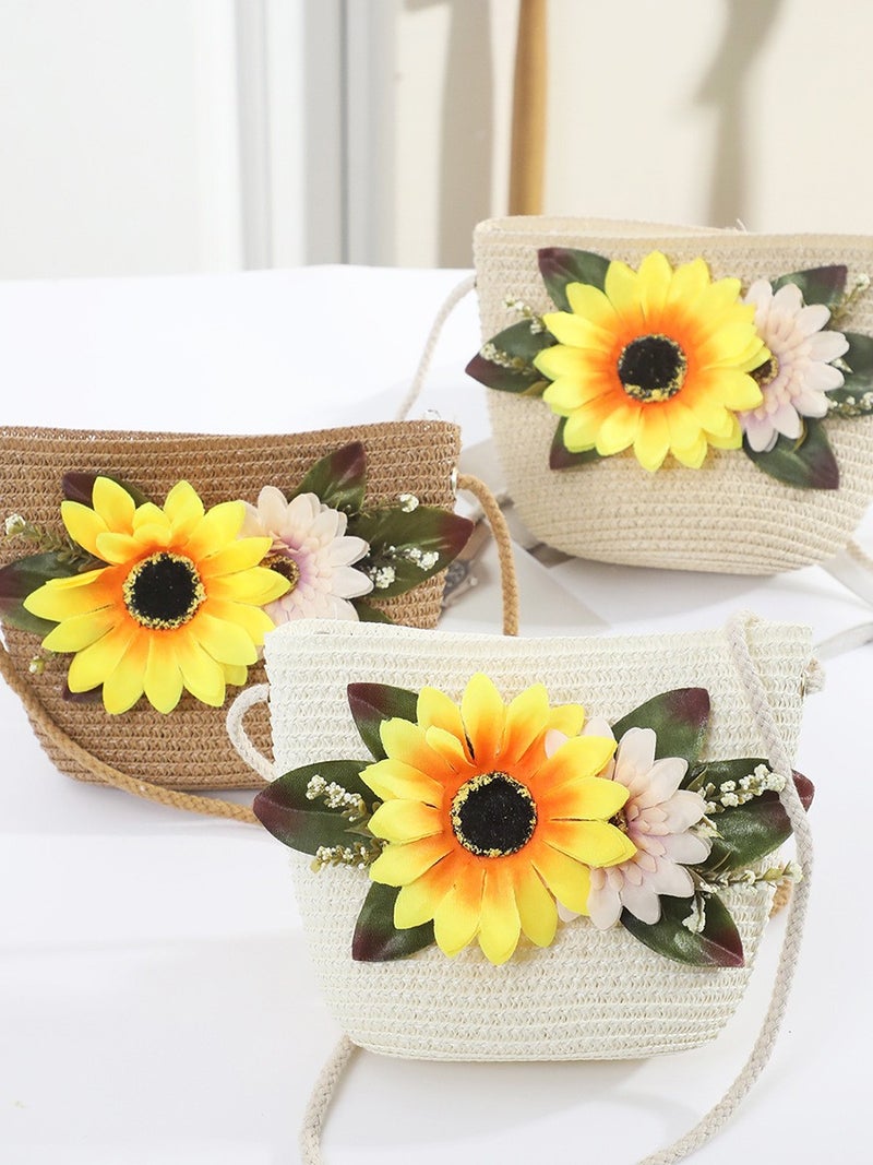 19*15.5Cm Large Size Mobile Phone Straw Bag Slung Seaside Straw Cross-Body Woven Bag - Image 3