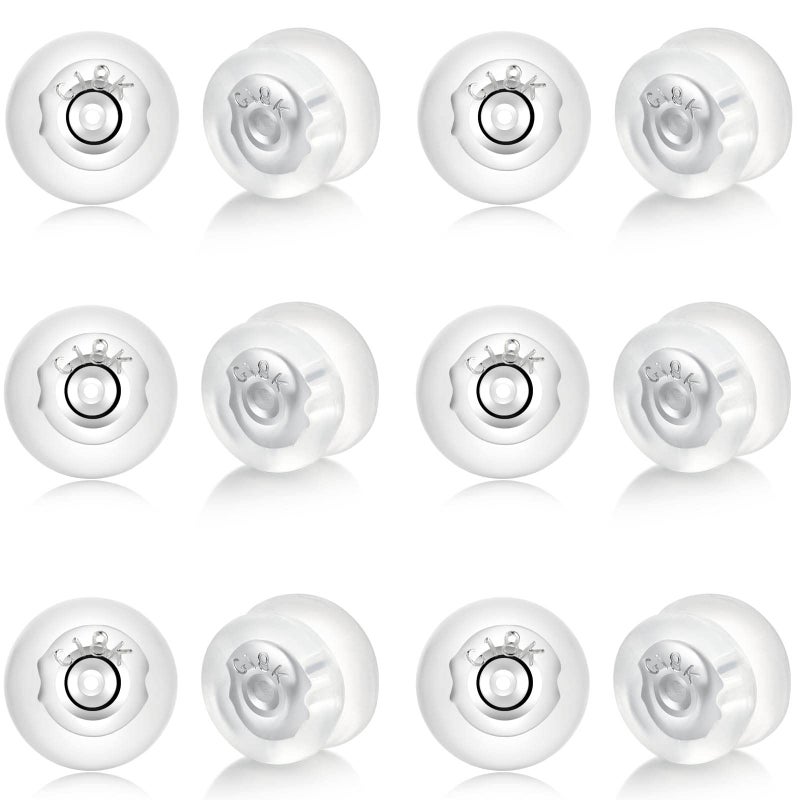 Kerryjewl Earring Backs18K Gold Silicone Earring Backs Replacements for StudsDroopy EarsLocking Secure Earrings Back for Heavy EarringsNoIrritate Hypoallergenice Soft Clear Support Backings for Adults