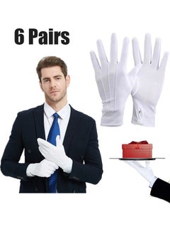 ZVEV White Cotton Gloves, 6 Pair Soft Moisturizing Plain White Gloves Dress for Coin Handling Services Parade Formal Guard Police Wedding Formal Tuxedo Jewelry Inspection for Men Women  - Image 1