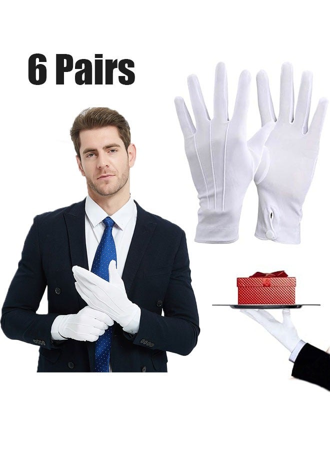 ZVEV White Cotton Gloves, 6 Pair Soft Moisturizing Plain White Gloves Dress for Coin Handling Services Parade Formal Guard Police Wedding Formal Tuxedo Jewelry Inspection for Men Women  - Image 1